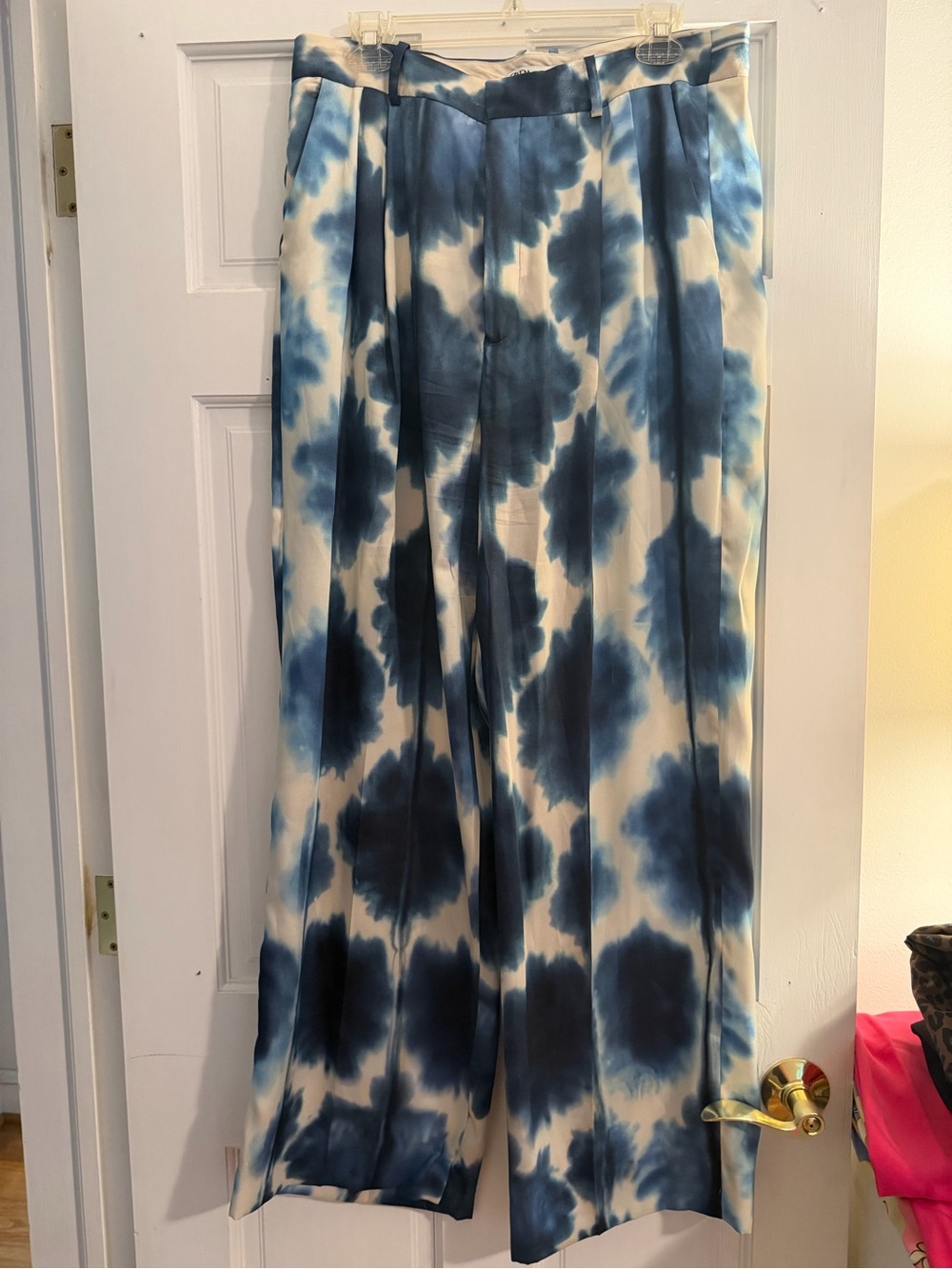 Blue Tie-Dye Wide Leg Pants - Zara